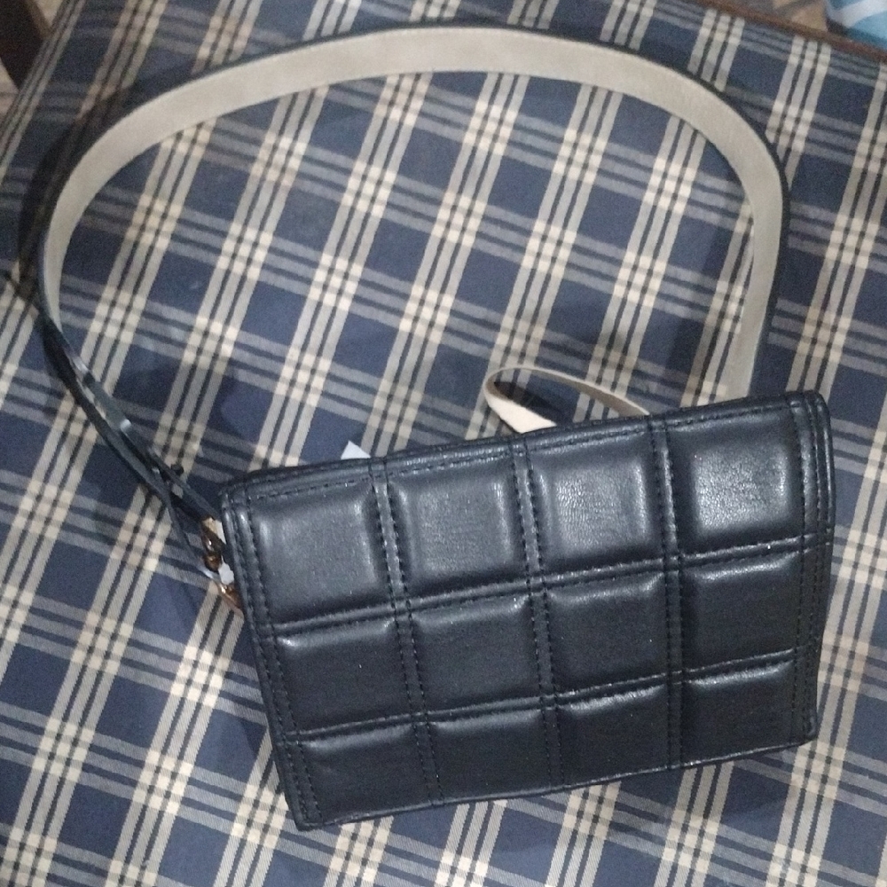 Steve Madden Black Quilted Mini Belt Bag